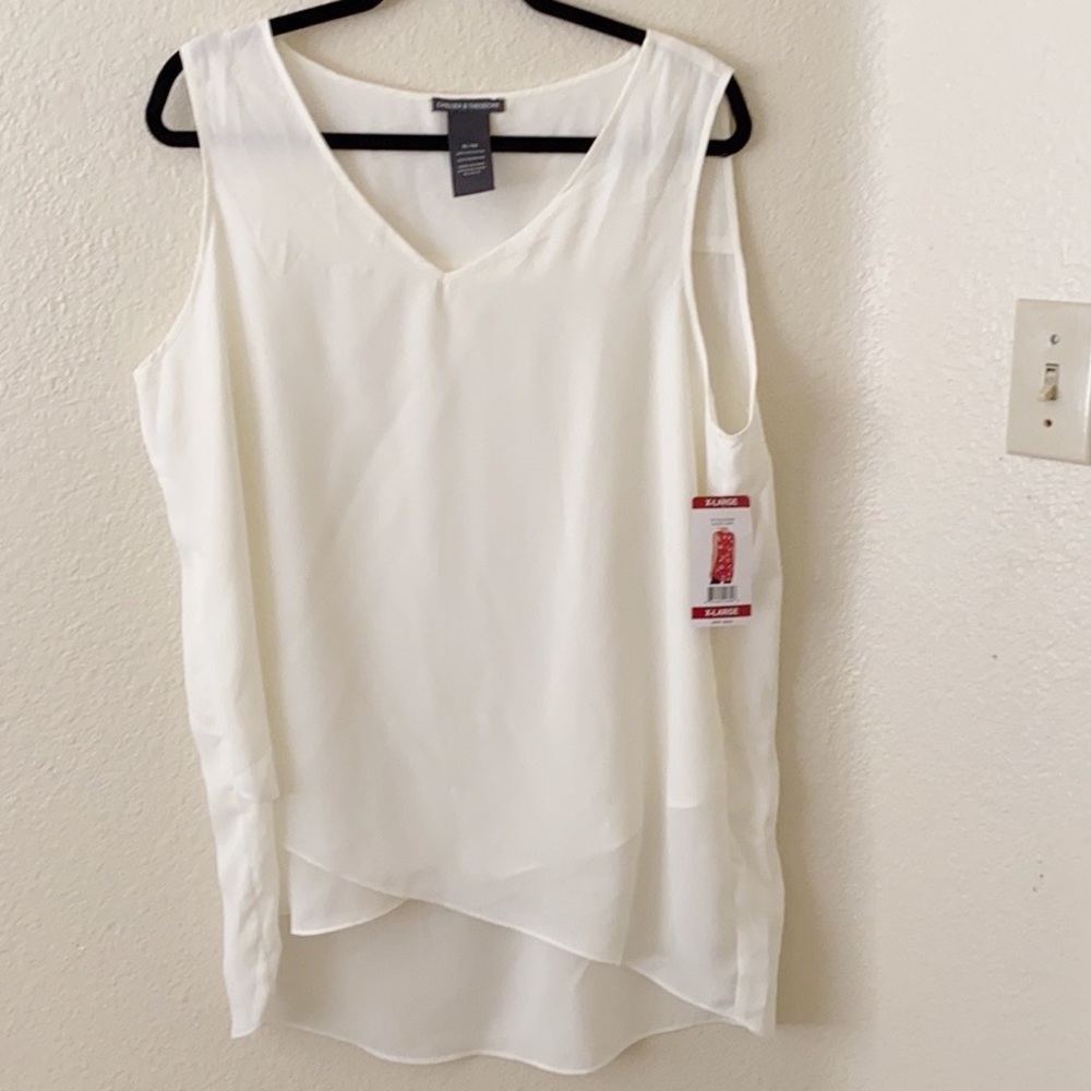 BNWT Chelsea & Theodore sleeveless high low tops, size XL